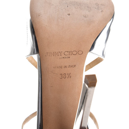 Jimmy Choo Mirror Calfskin Lang Sandals 38.5 Silver Liquid 8 of 9
