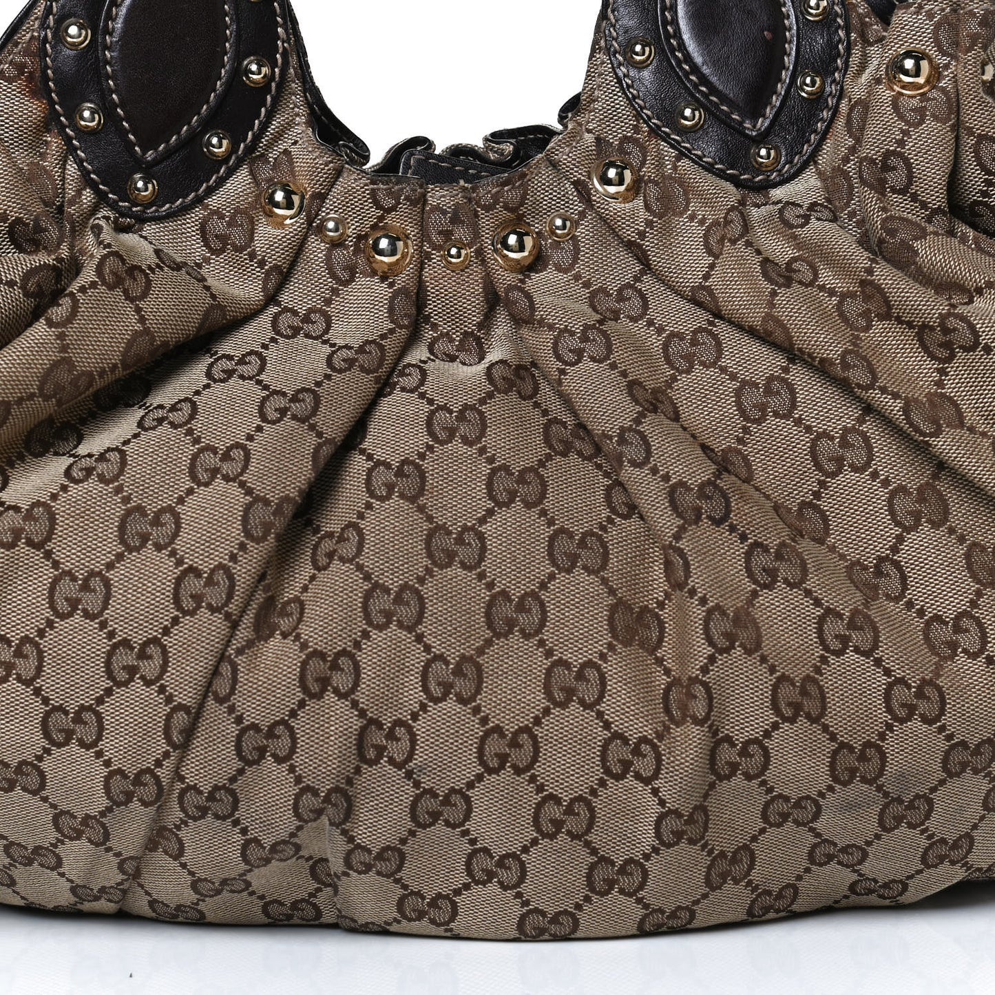 Monogram Studded Medium Pelham Shoulder Bag Dark Brown