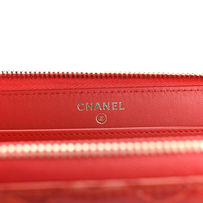 Chanel Snakeskin Large Gusset Zip Around Wallet Red 6 of 12