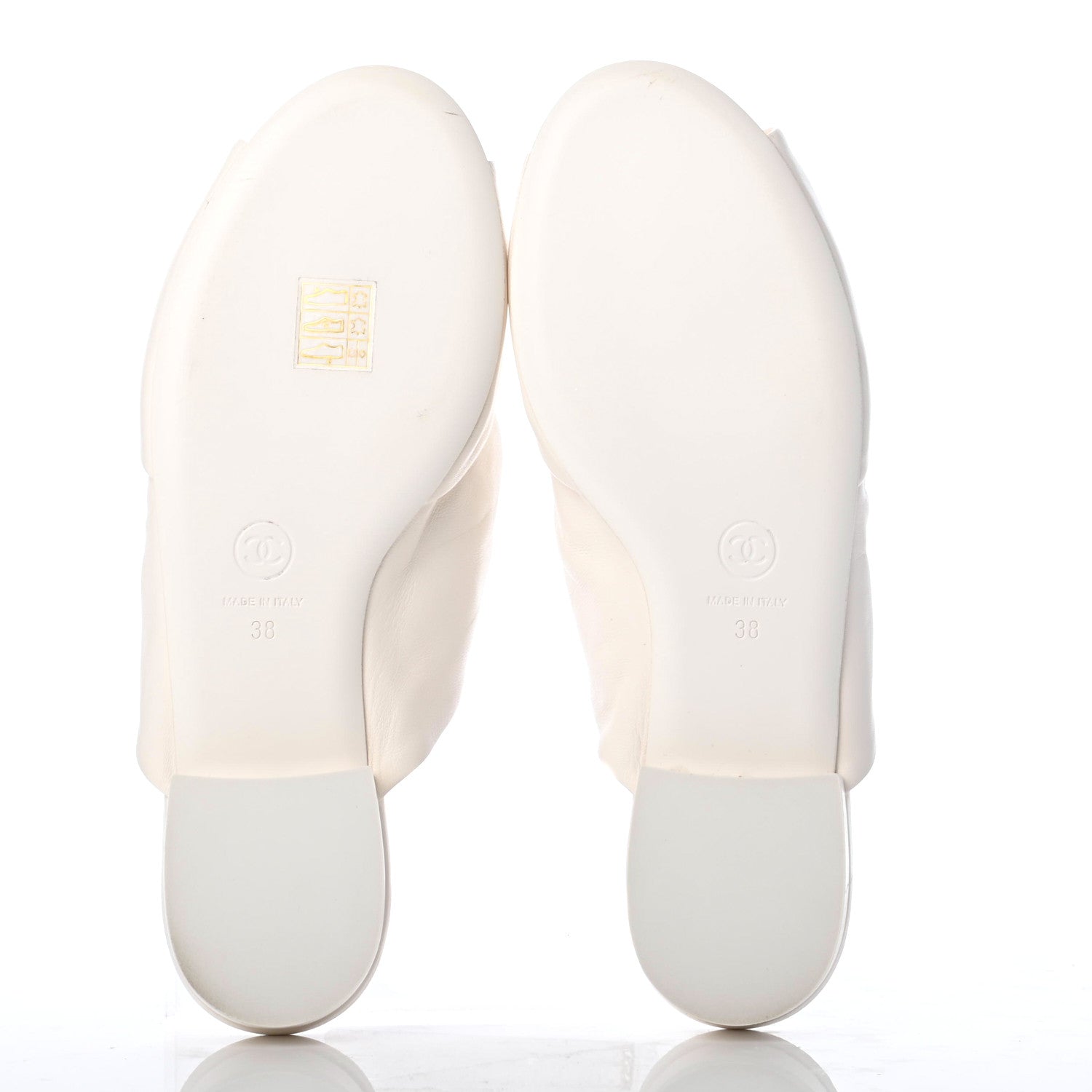Chanel Lambskin Pearl Bow CC Flat Sandals 38 White 5 of 10