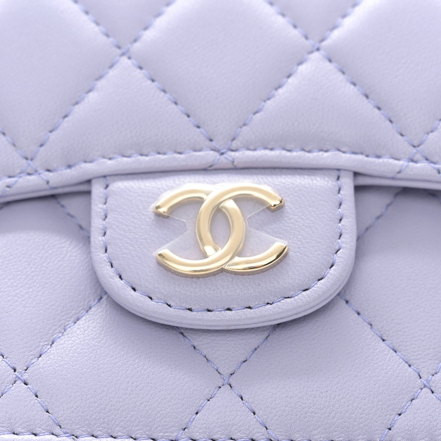Lambskin Quilted Top Handle Flap Coin Purse With Chain Light Purple
