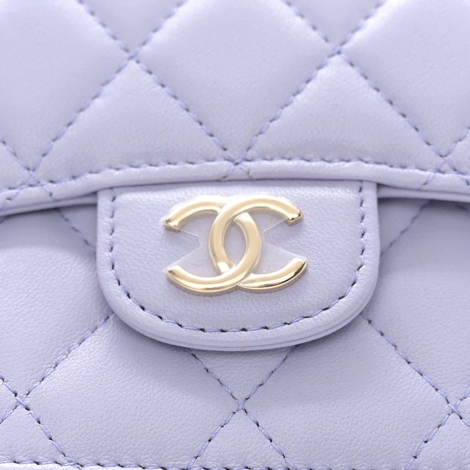 Chanel Lambskin Quilted Top Handle Flap Coin Purse With Chain Light Purple 12 of 13