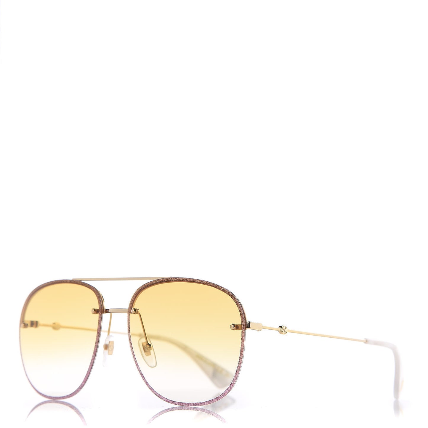 Metal Glitter Aviator Sunglasses G0227S Pink Gold