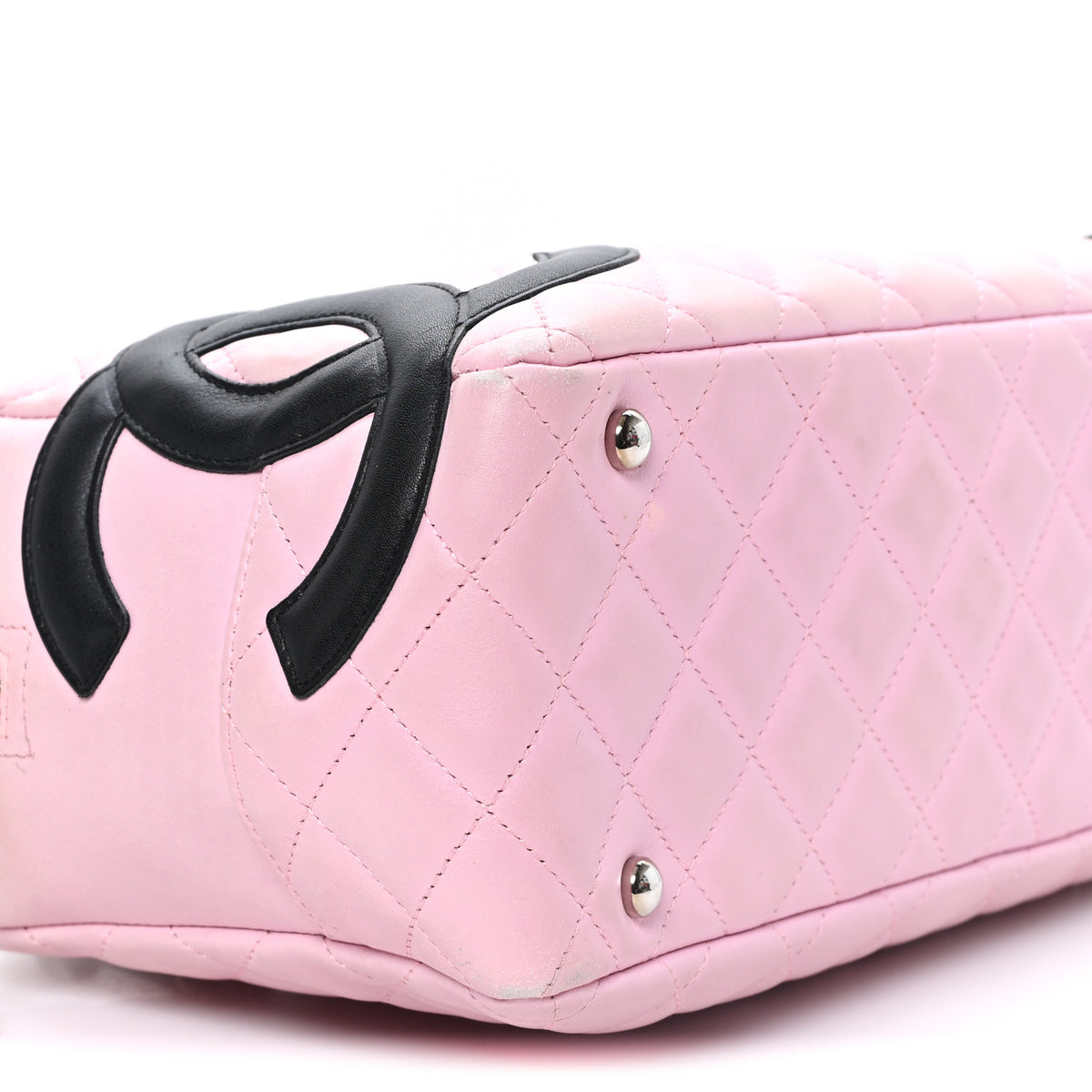 Chanel Calfskin Quilted Large Cambon Bowler Pink Black 9 of 12