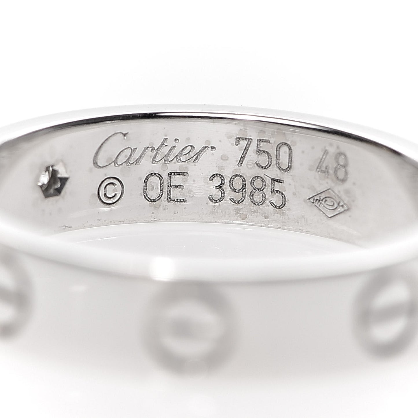 18K White Gold Diamond 4mm LOVE Wedding Band Ring 48 4.5