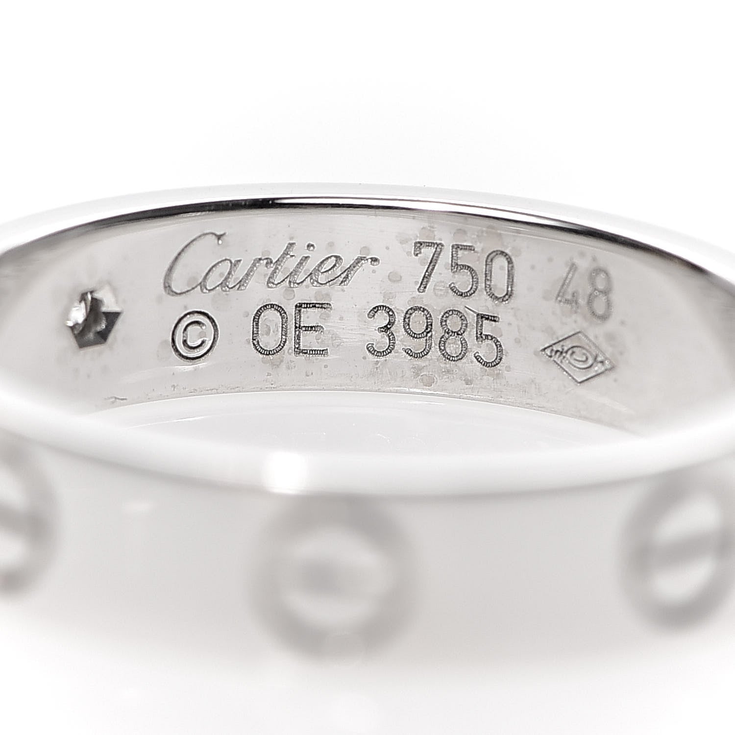 Cartier 18K White Gold Diamond 4mm LOVE Wedding Band Ring 48 4.5 4 of 4