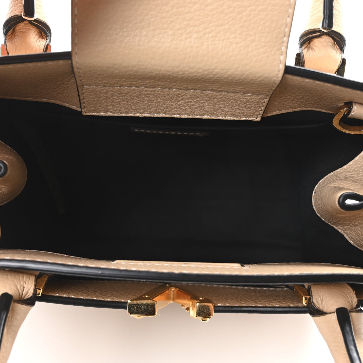 Grainy Calfskin Virtus Top Handle Tote Beige
