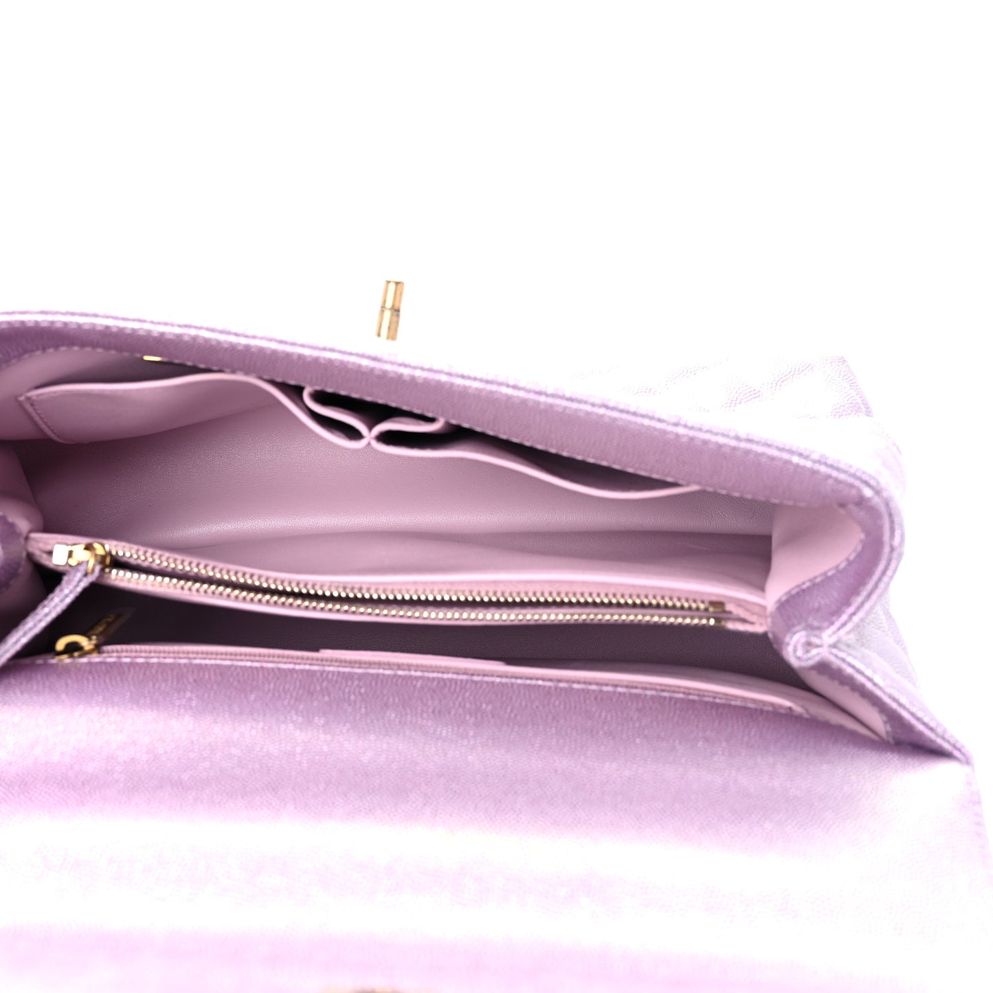 Metallic Caviar Quilted Small Coco Handle Flap Light Pink