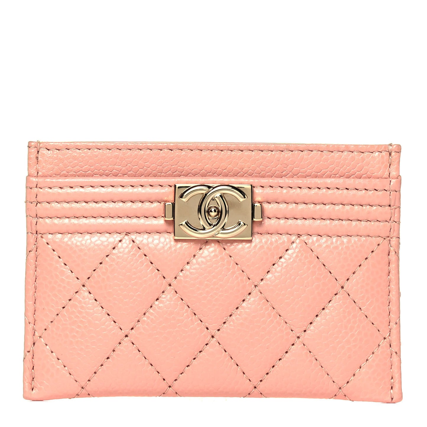 Caviar Quilted Boy Card Holder Light Pink