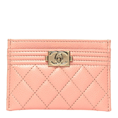 Chanel Caviar Quilted Boy Card Holder Light Pink 1 of 7