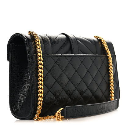 Saint Laurent Grain De Poudre Textured Mixed Matelasse Triquilt Small Monogram Satchel Black 4 of 10