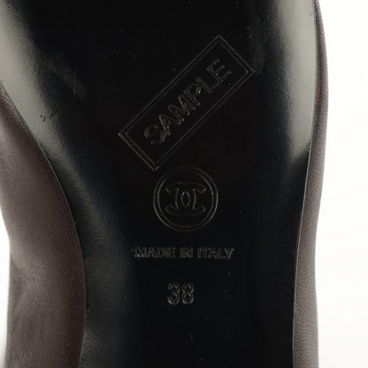 Chanel Lambskin Patent Cap Toe CC High Boots 38 Brown 6 of 6