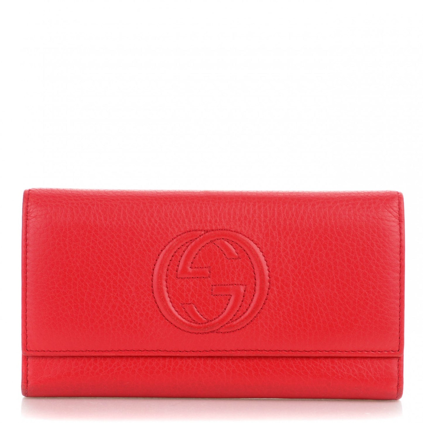 Pebbled Calfskin Soho Continental Wallet Red