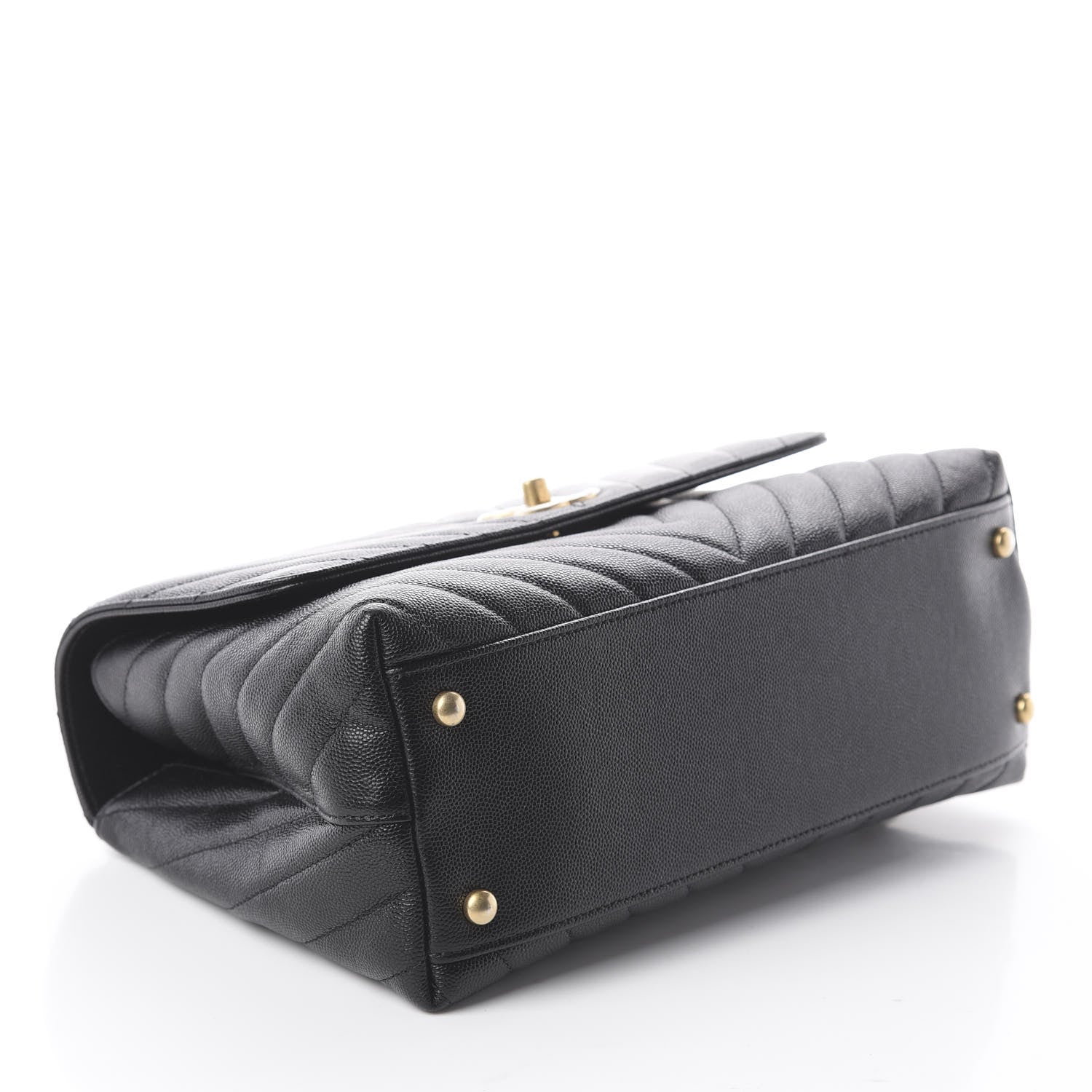 Chanel Caviar Chevron Quilted Small Coco Handle Flap Black 6 of 17