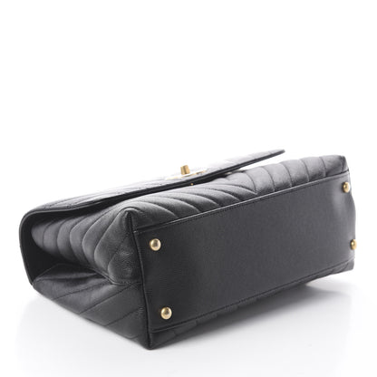 Chanel Caviar Chevron Quilted Small Coco Handle Flap Black 6 of 17