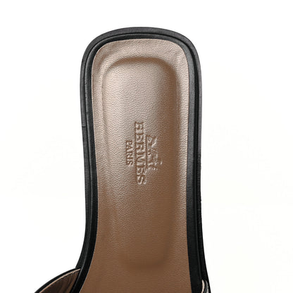 Hermes Box Calfskin Oran Sandals 38 Black 7 of 9