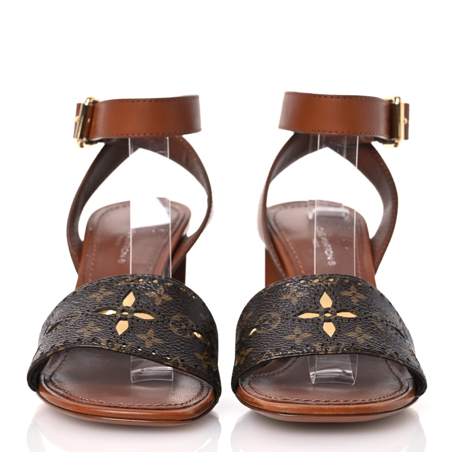 Calfskin Perforated Monogram Silhouette Sandals 35 Gold