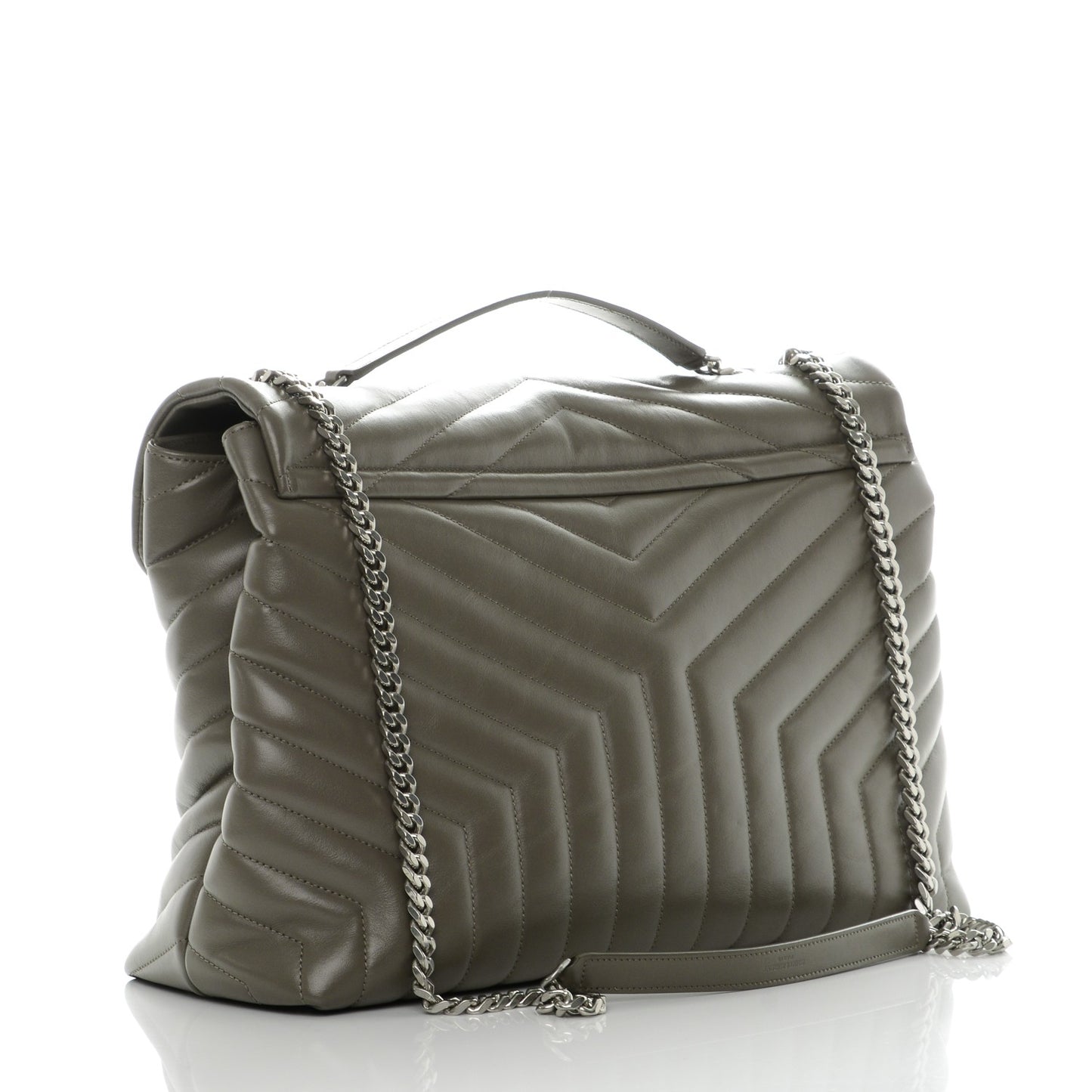 Calfskin Y Quilted Monogram XL Loulou Chain Satchel Fog