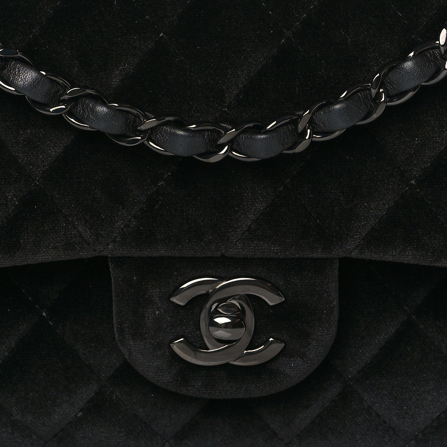 Chanel Velvet Quilted Medium Double Flap So Black 9 of 11