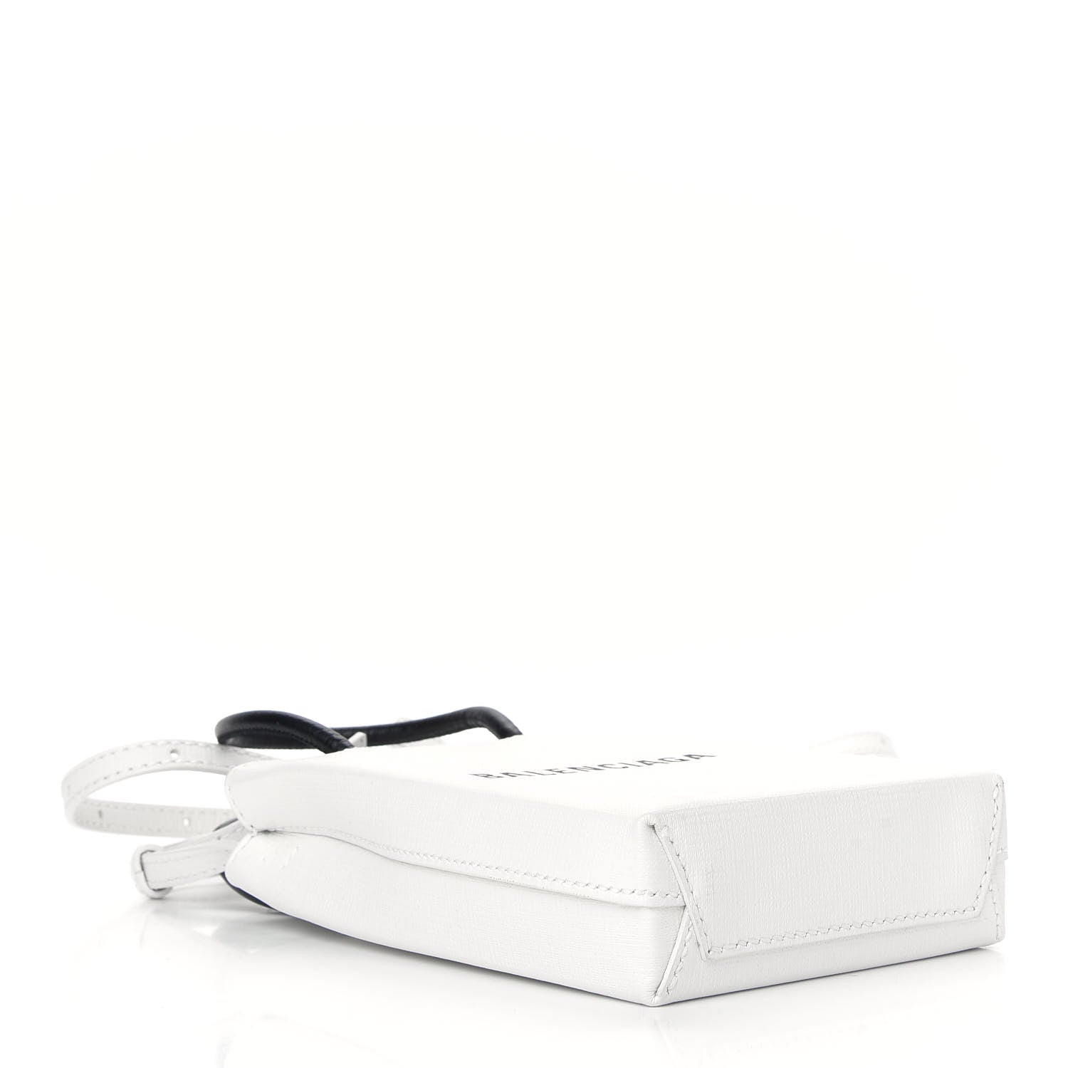 Balenciaga Squared Calfskin Logo Shopping Phone Holder Bag White 4 of 8