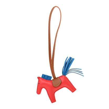 Hermes Milo Lambskin Grigri Rodeo Horse Bag Charm PM Rose Texas Bleu Zanzibar Gold 1 of 3