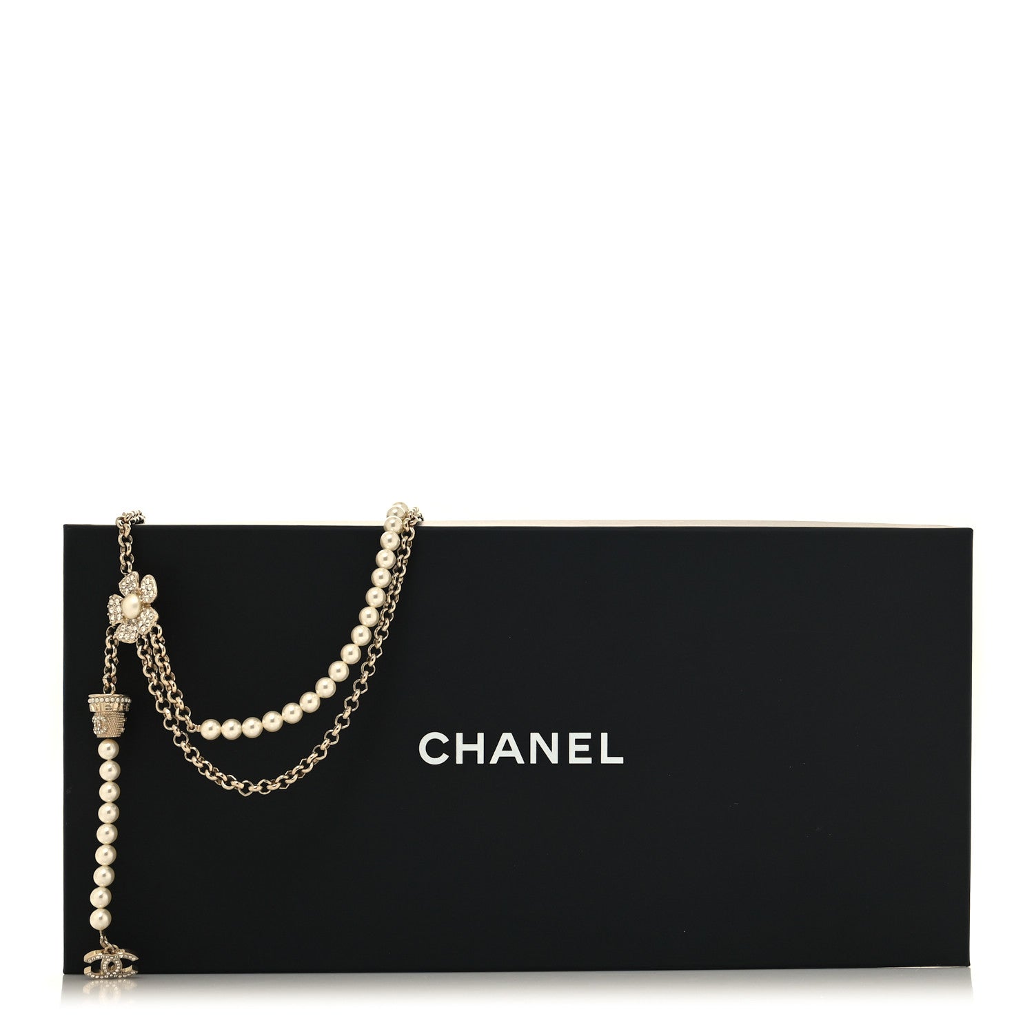 Chanel Pearl Crystal Camellia Chain Belt Gold White 5 of 5