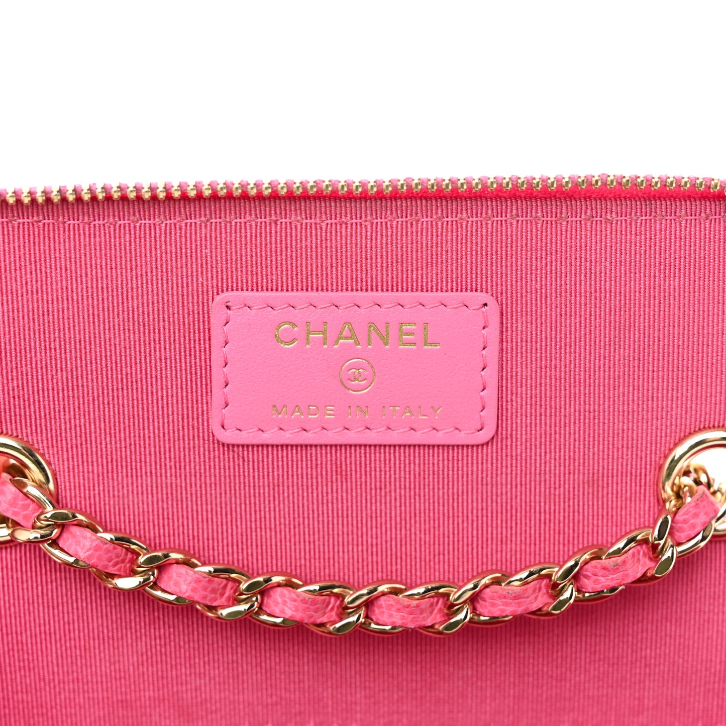 Caviar Quilted Small Vanity Case With Chain Pink