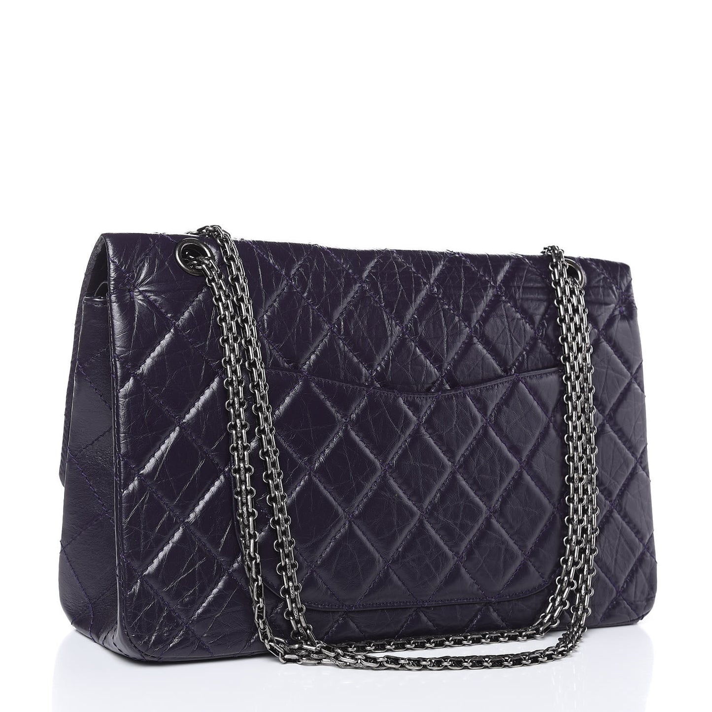 Aged Calfskin Quilted 2.55 Reissue 227 Flap Dark Purple
