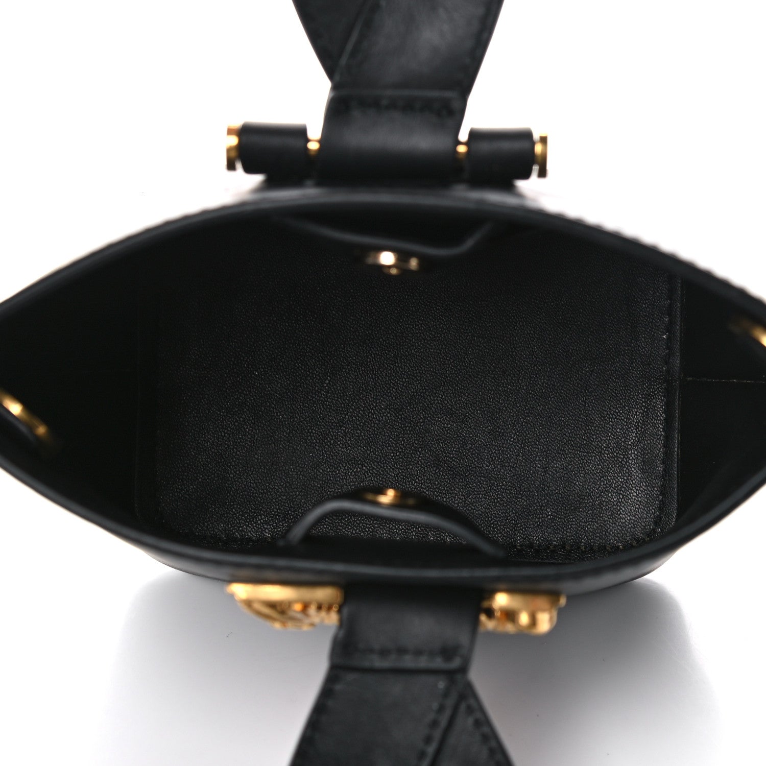 Versace Vitello Mini Virtus Bucket Bag Black 5 of 19