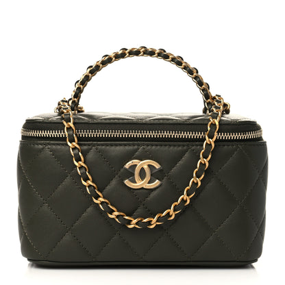 Chanel Lambskin Quilted Pick Me Up Vanity Case Khaki 1 of 10