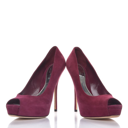 Gucci Suede Sofia Peep Toe Pumps 38.5 Fuchsia 6 of 11