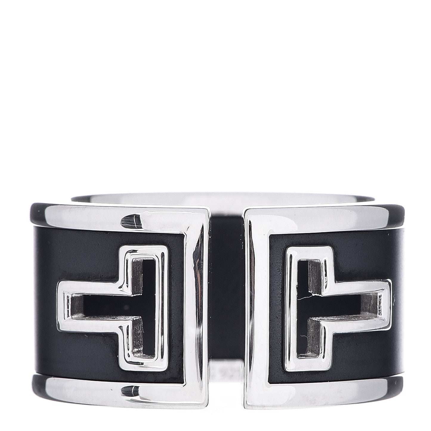 Sterling Silver Black Ceramic T Cutout Ring 53 6.5