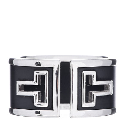 Tiffany Sterling Silver Black Ceramic T Cutout Ring 53 6.5 1 of 4