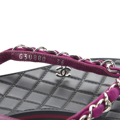 Chanel Suede Calfskin Quilted Chain Thong Sandals 36 Pink 7 of 7