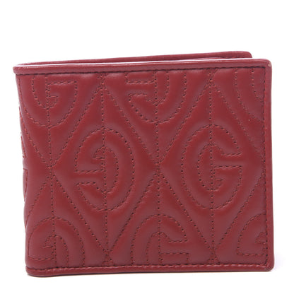 Gucci Calfskin G Rhombus Quilted Bi-Fold Wallet Hibiscus Red 1 of 7
