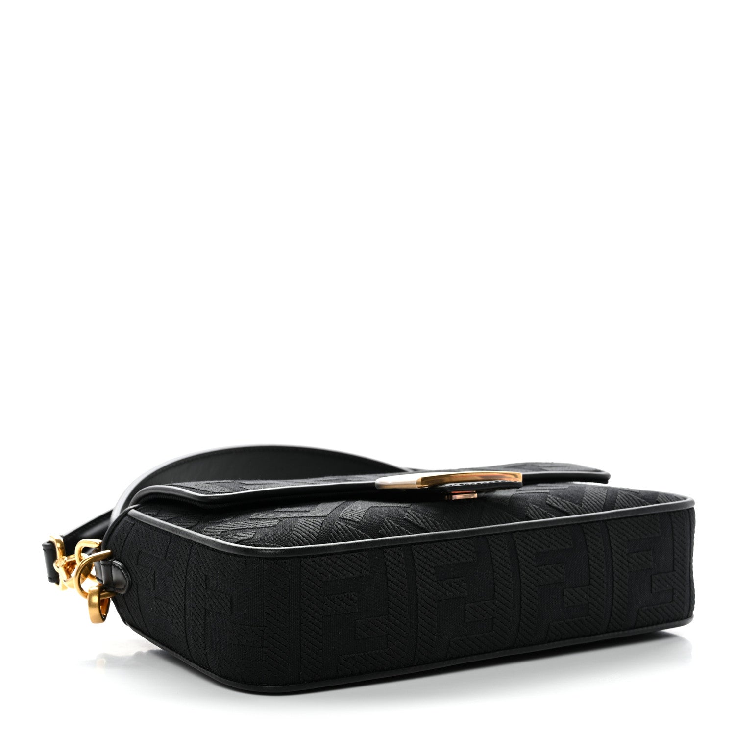 Fendi Canvas Vitello King Extra Strap FF Embroidered Baguette Black 4 of 9