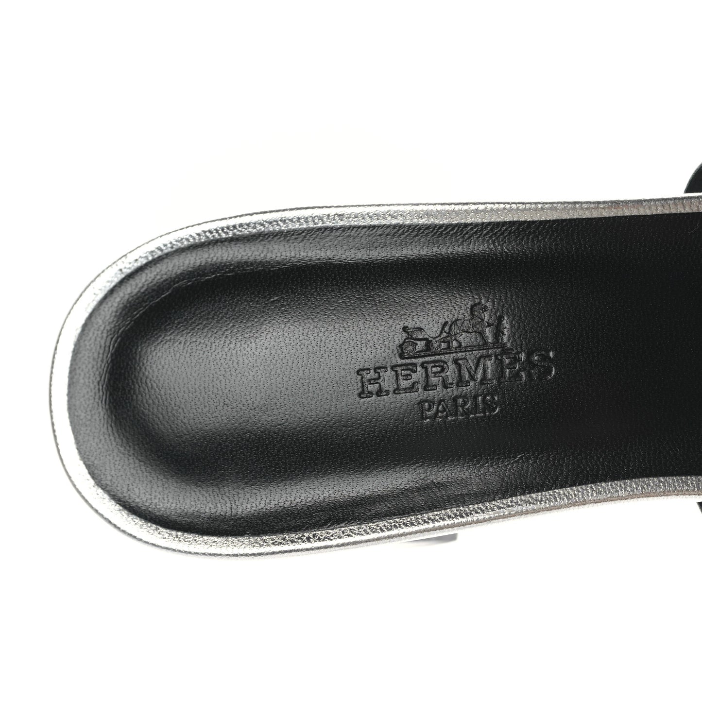 Metallic Calfskin Tandem Sandals 38 Gris Argente