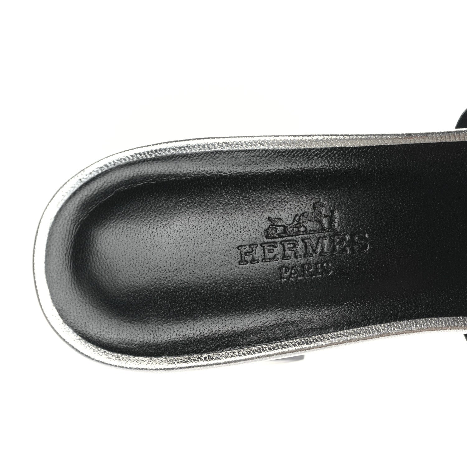 Hermes Metallic Calfskin Tandem Sandals 38 Gris Argente 7 of 7