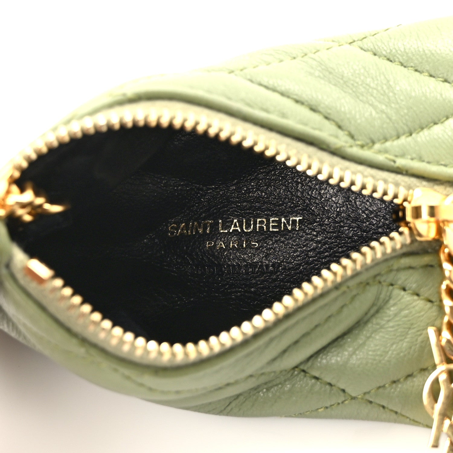 Saint Laurent Quilted Lambskin Berlingo Bag Charm Pistache 5 of 8