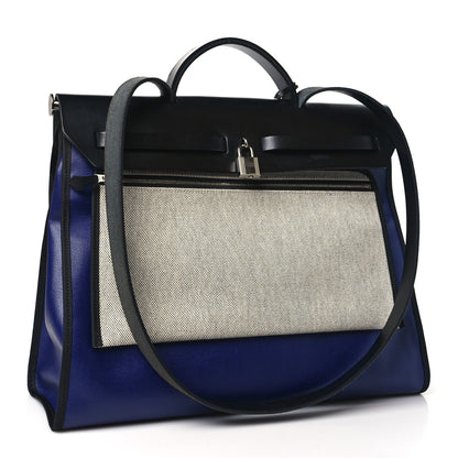 Hermes Toile H Berline Vache Hunter Herbag Zip 39 MM Bleu Saphir Black 4 of 12