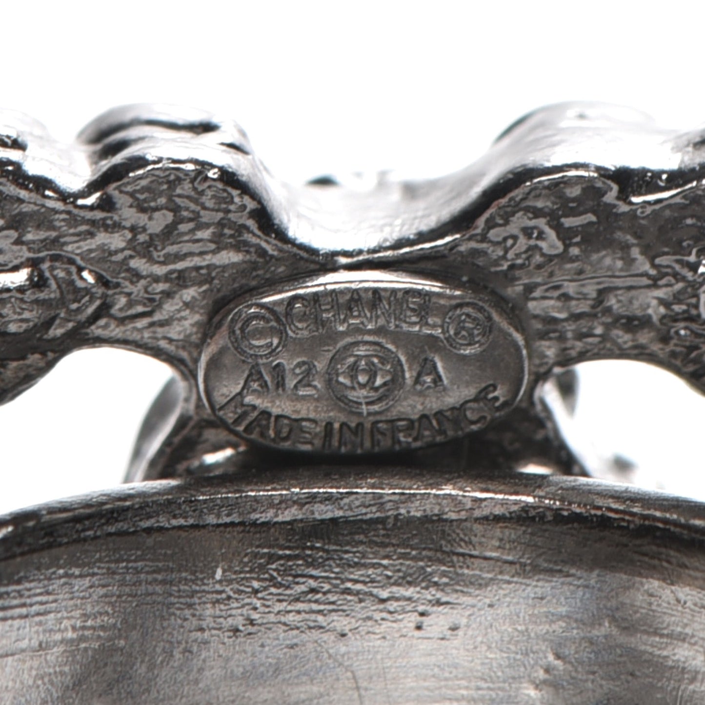 Ruthenium Crystal CC Logo Ring 6.5