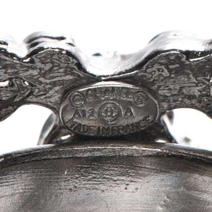 Chanel Ruthenium Crystal CC Logo Ring 6.5 4 of 5