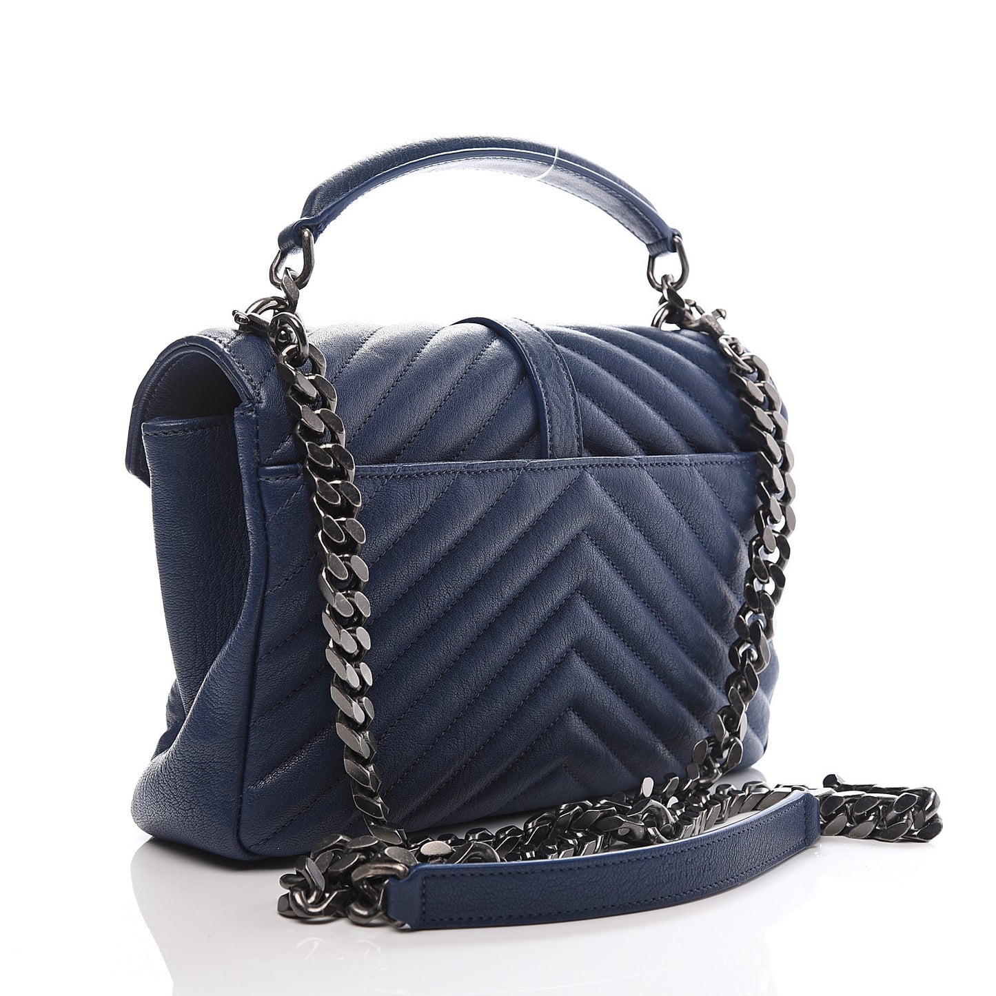 Sheepskin Matelasse Monogram Large College Bag Navy