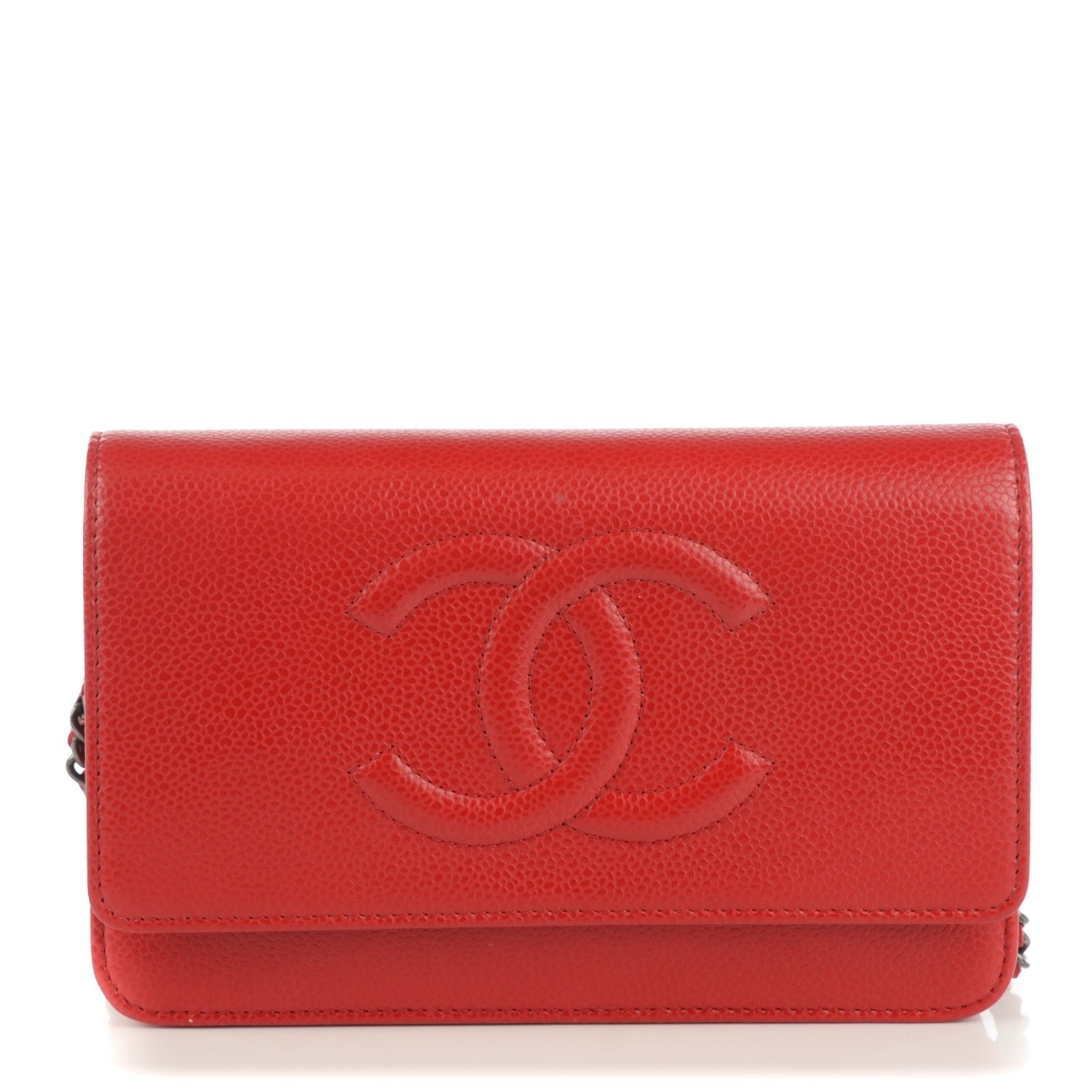 Chanel Caviar Timeless CC Wallet On Chain WOC Red 1 of 8