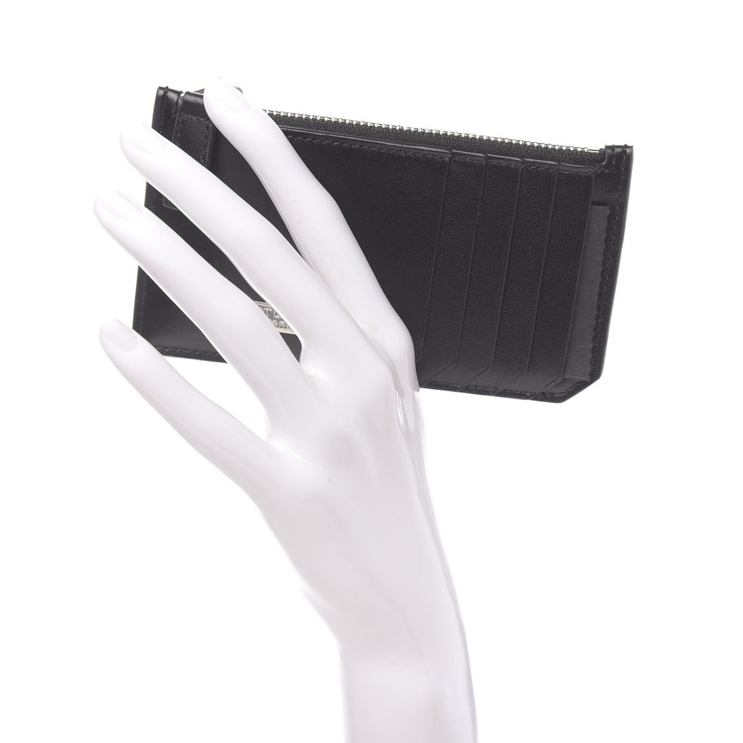 Calfskin Plate 5 Fragments Zip Pouch Card Holder Black