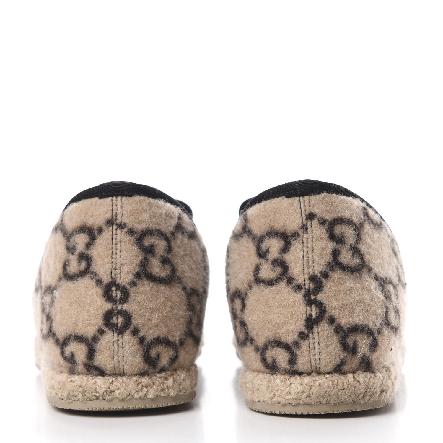 Gucci Covered Wool GG Monogram Mens Fria Horsebit Loafers 6 Beige Ebony Black Butterscotch 7 of 11