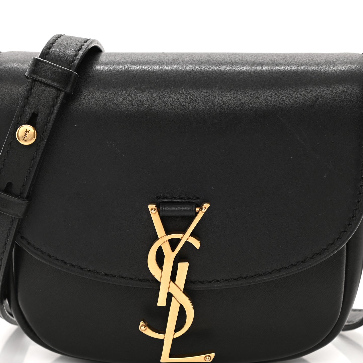Smooth Calfskin Mini Classic Monogram Kaia Satchel Black