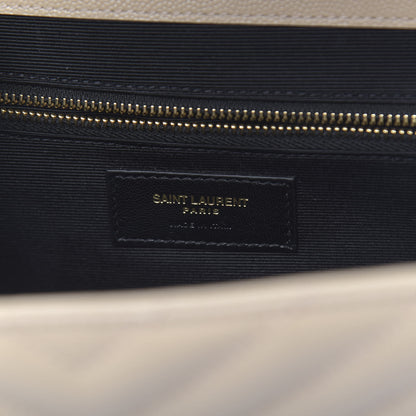 Saint Laurent Grain De Poudre Matelasse Chevron Large Monogram Satchel Nude Powder 6 of 9