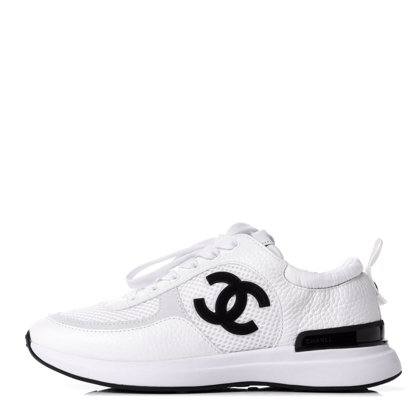 Calfskin Mesh Lycra Suede Womens Logo Sneakers 37.5 White