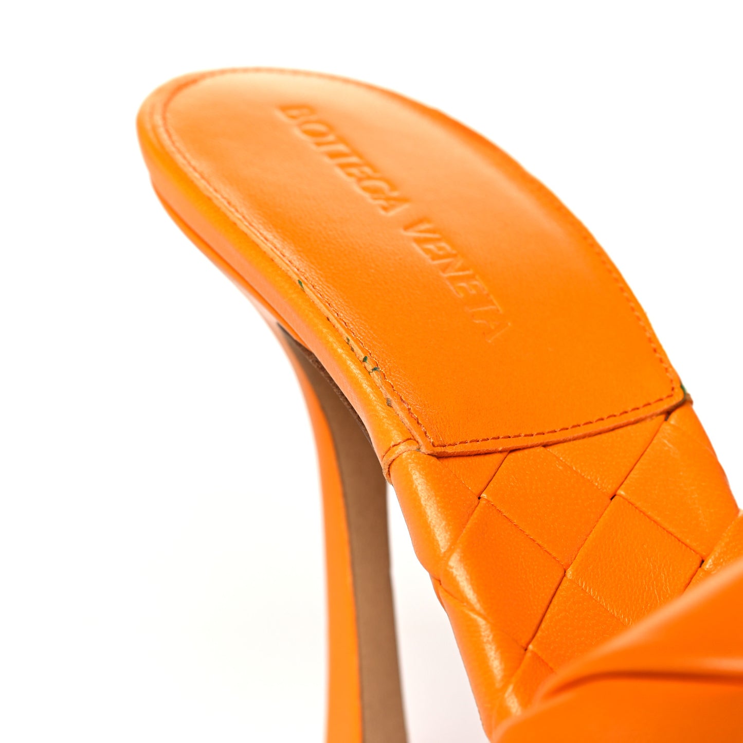 Nappa Maxi Intrecciato Lido Mule Sandals 40 Tangerine